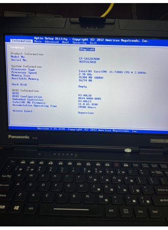 Panasonic CF54 laptop installed Heavy Duty Diagnostic software package 